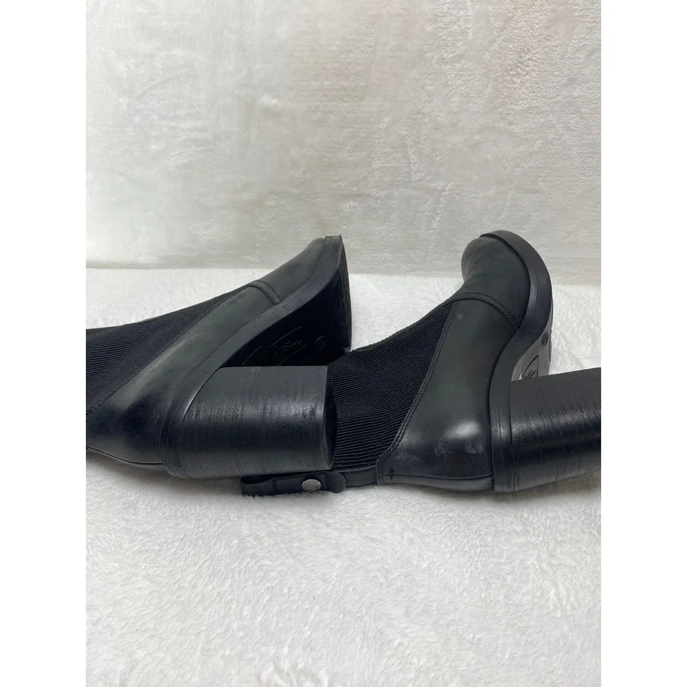Crown Vintage Adventure Block Heel Black Leather Classic Chelsea Boots‎ Size 9.5